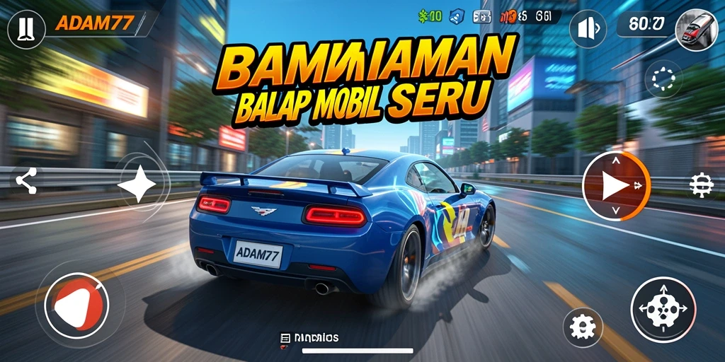 Gameplay menegangkan di trek balap ADAM77 dengan mobil-mobil kencang.