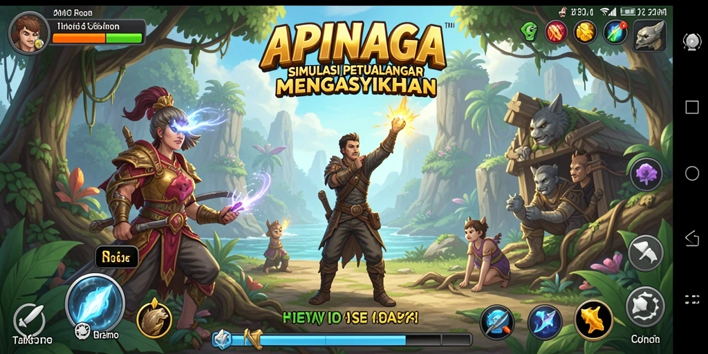 Tampilan gameplay APINAGA dengan berbagai elemen simulasi yang menarik.
