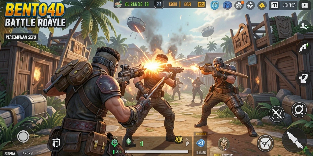 Gameplay seru BENTO4D yang penuh aksi Battle Royale.