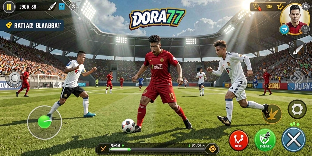 Screenshot DORA77 menampilkan aksi seru dalam permainan olahraga.