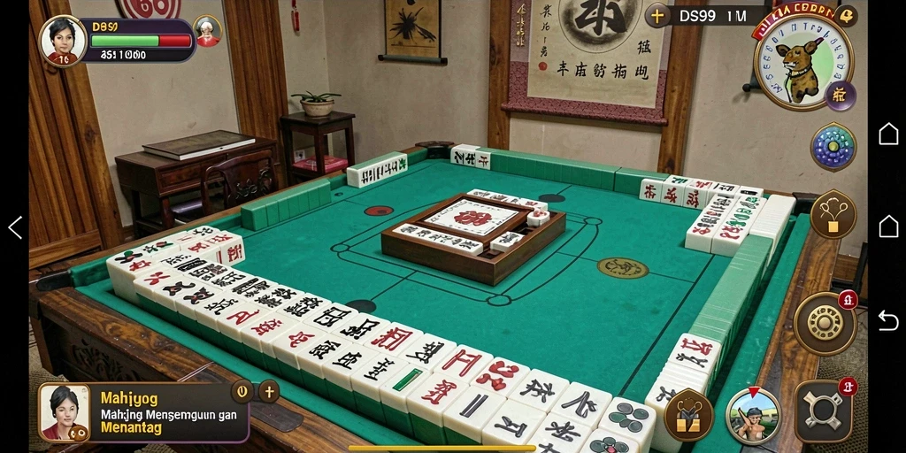 Screenshot utama DS99 menampilkan gameplay Mahjong yang seru.