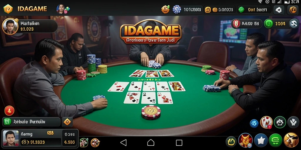 Tampilan gameplay Poker yang menarik dan interaktif di IDAGAME.