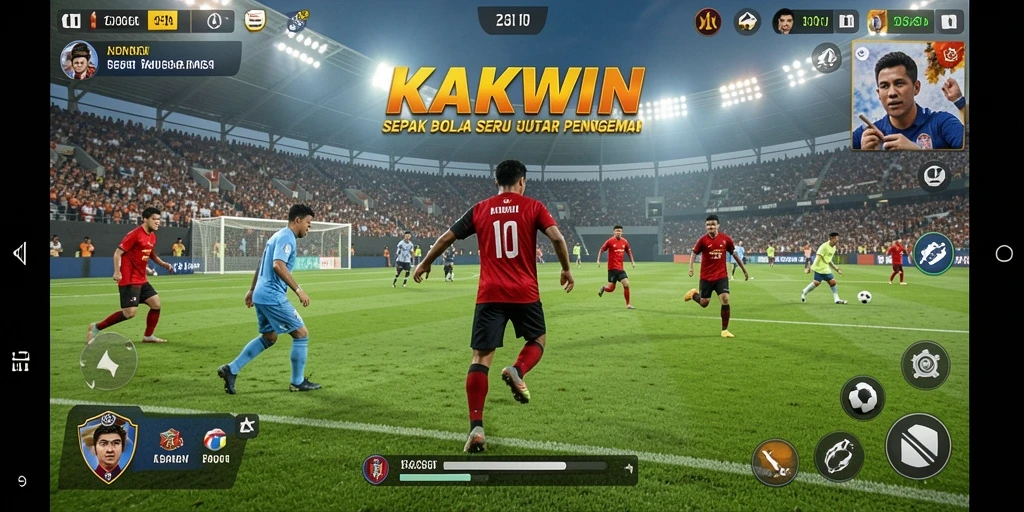 Tangkapan layar KAKWIN menampilkan aksi permainan sepak bola yang mengasyikkan.