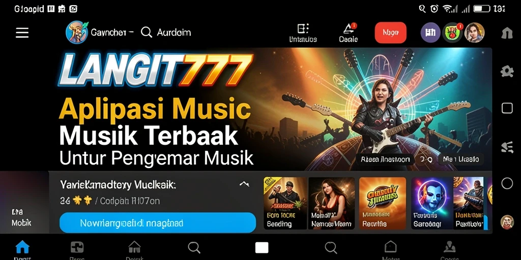 Screenshot LANGIT777 yang menunjukkan antarmuka aplikasi musik yang menarik.