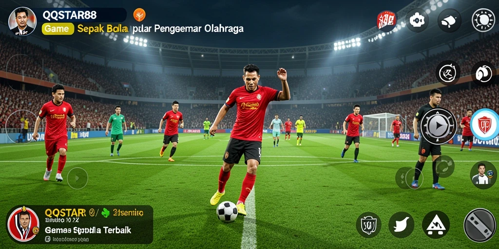 Tangkapan layar dari gameplay seru di QQSTAR88 yang menampilkan aksi sepak bola.