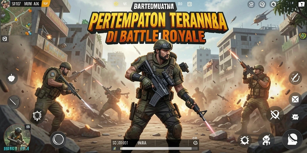 Screenshot gameplay SD107 yang menampilkan pertempuran seru dalam Battle Royale.