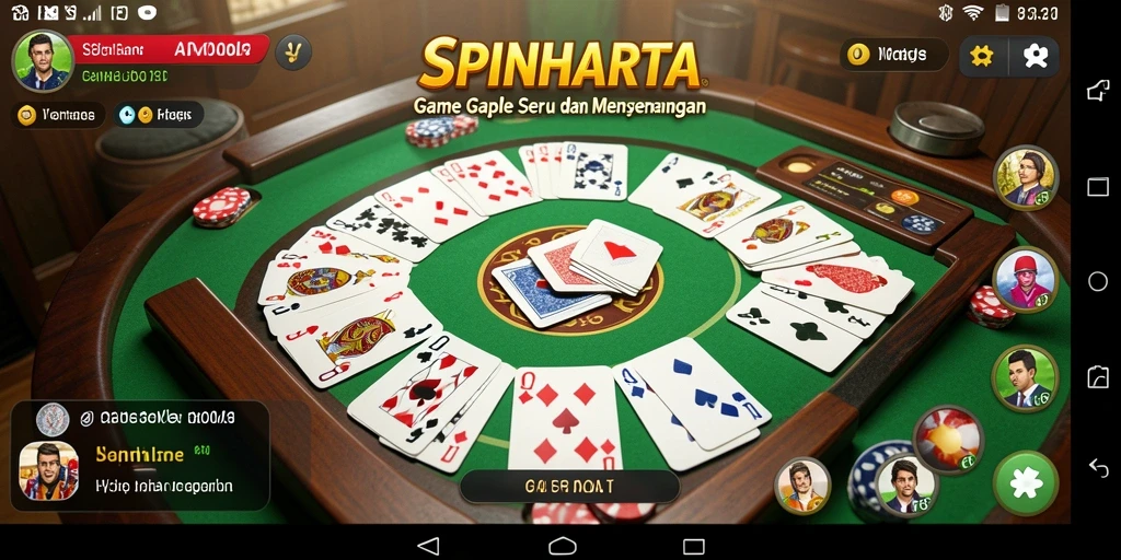 Tampilan gameplay SPINHARTA yang menarik saat bermain Gaple.