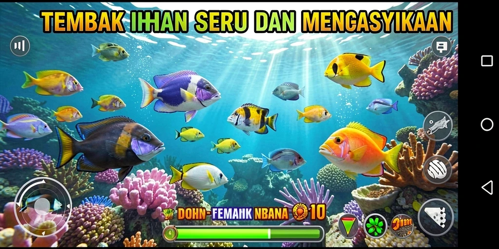 Gameplay V07 menembak ikan dengan efek visual menarik.