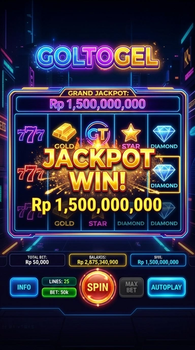 Tampilan utama aplikasi goltogel yang informatif.
